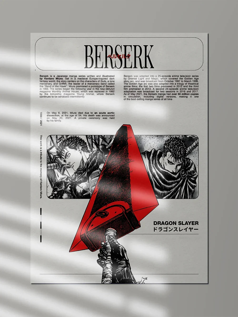 Guts Berserk Dragon Slayer #01 | Anime Poster