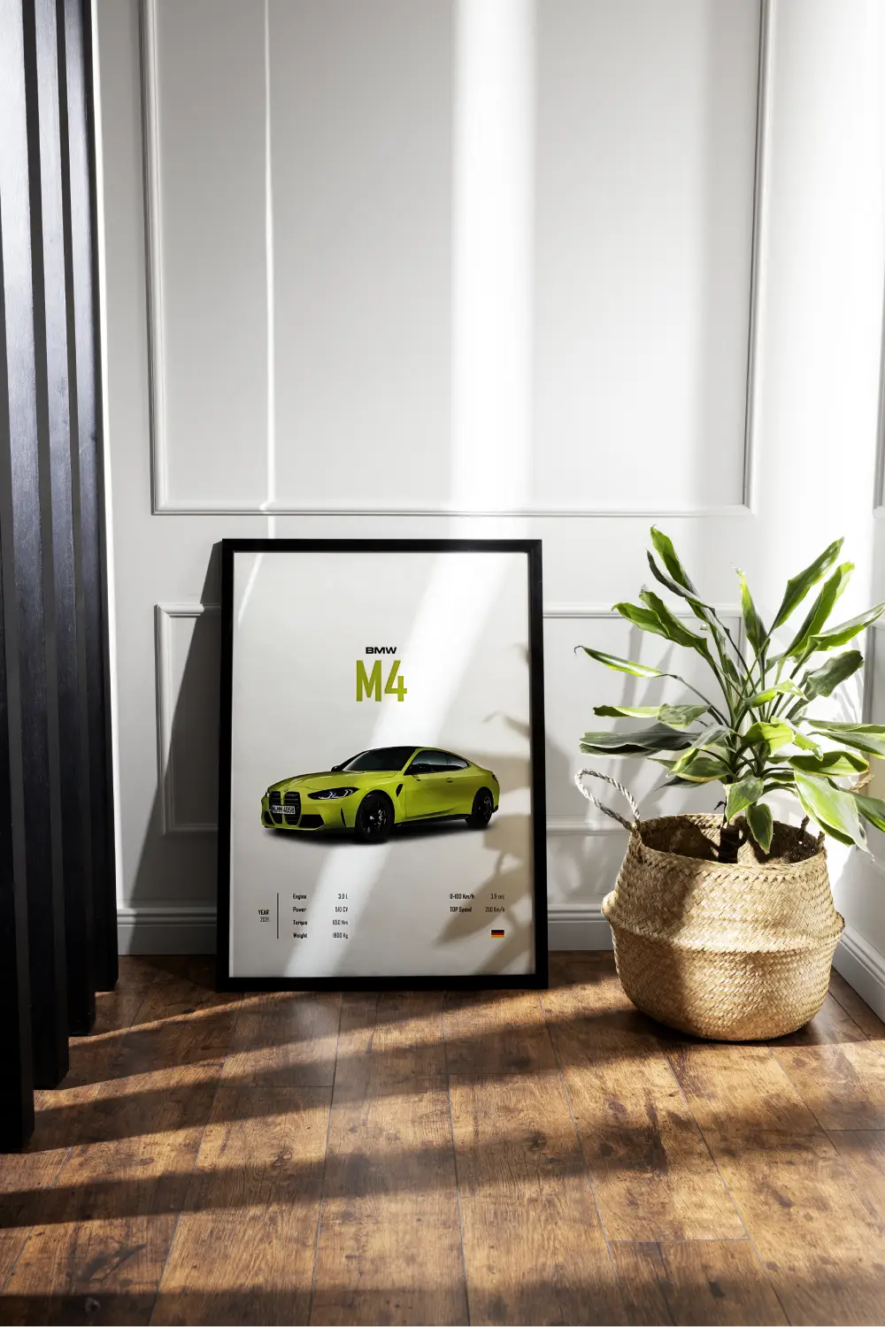 BMW M4 Lime Green Minimal | Framed Poster