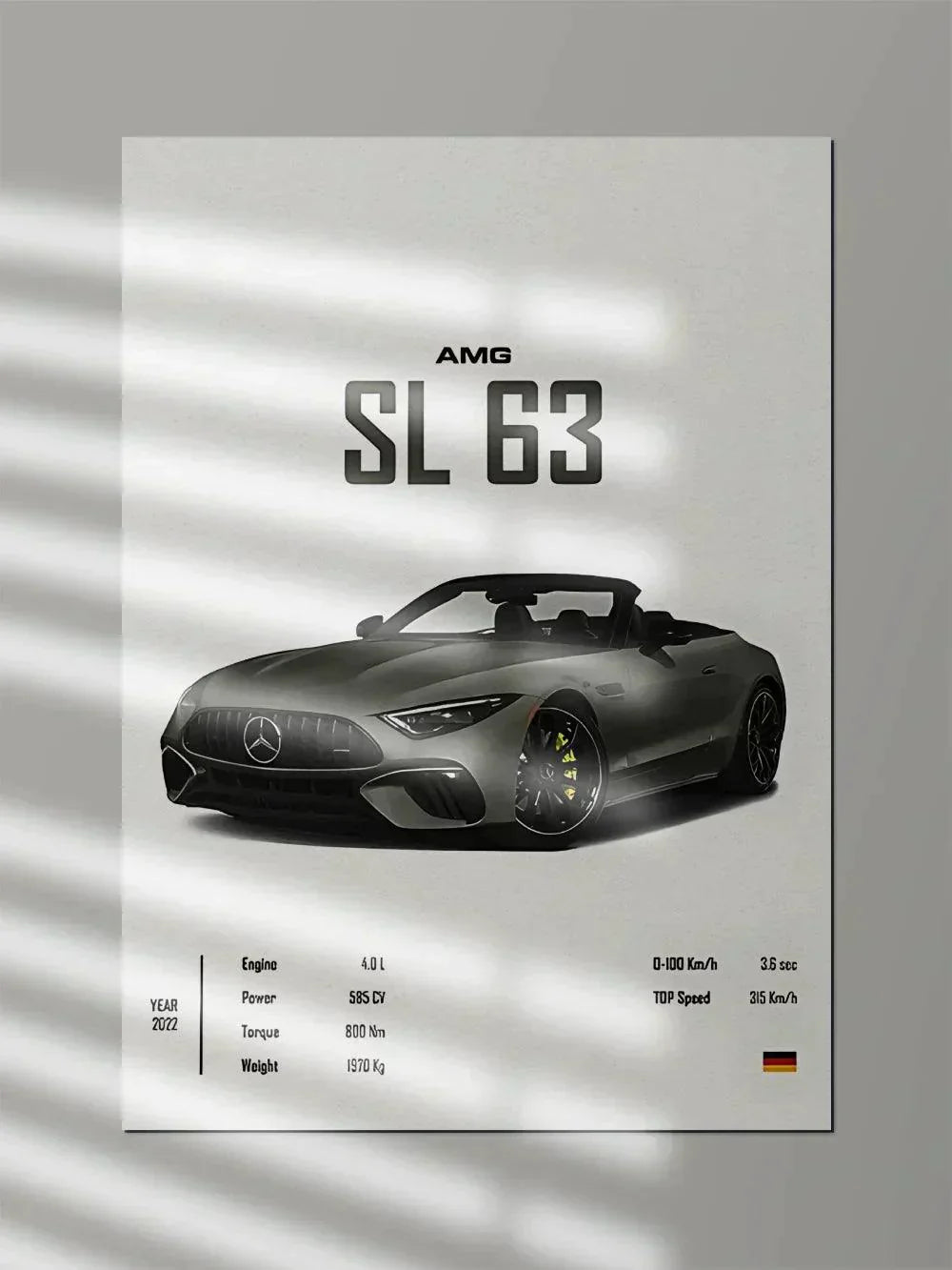 AMG SL63 Mercedes Matte Grey - Poster Wiz