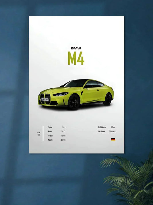 BMW M4 Lime Green - Poster Wiz