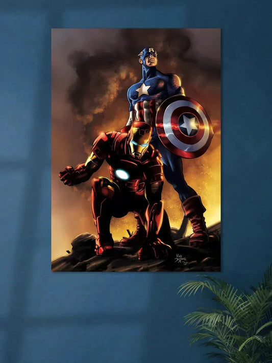 JUSTICE LEAGUE IRONMAN & CAPTAIN AMERICA | Marvel Poster - Poster Wiz