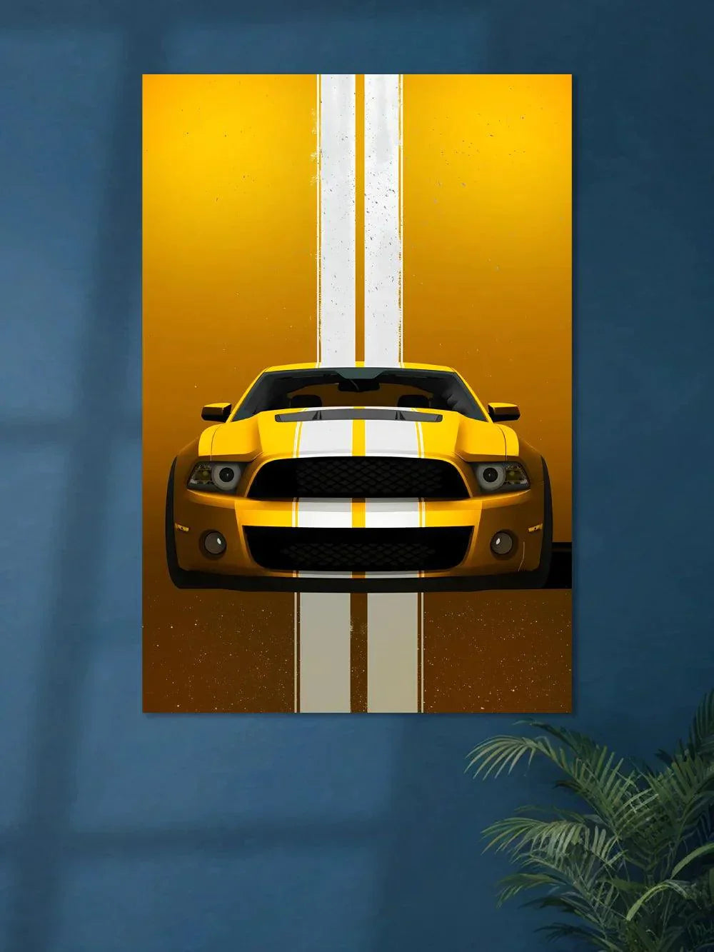 Mustang Yellow Striped - Poster Wiz