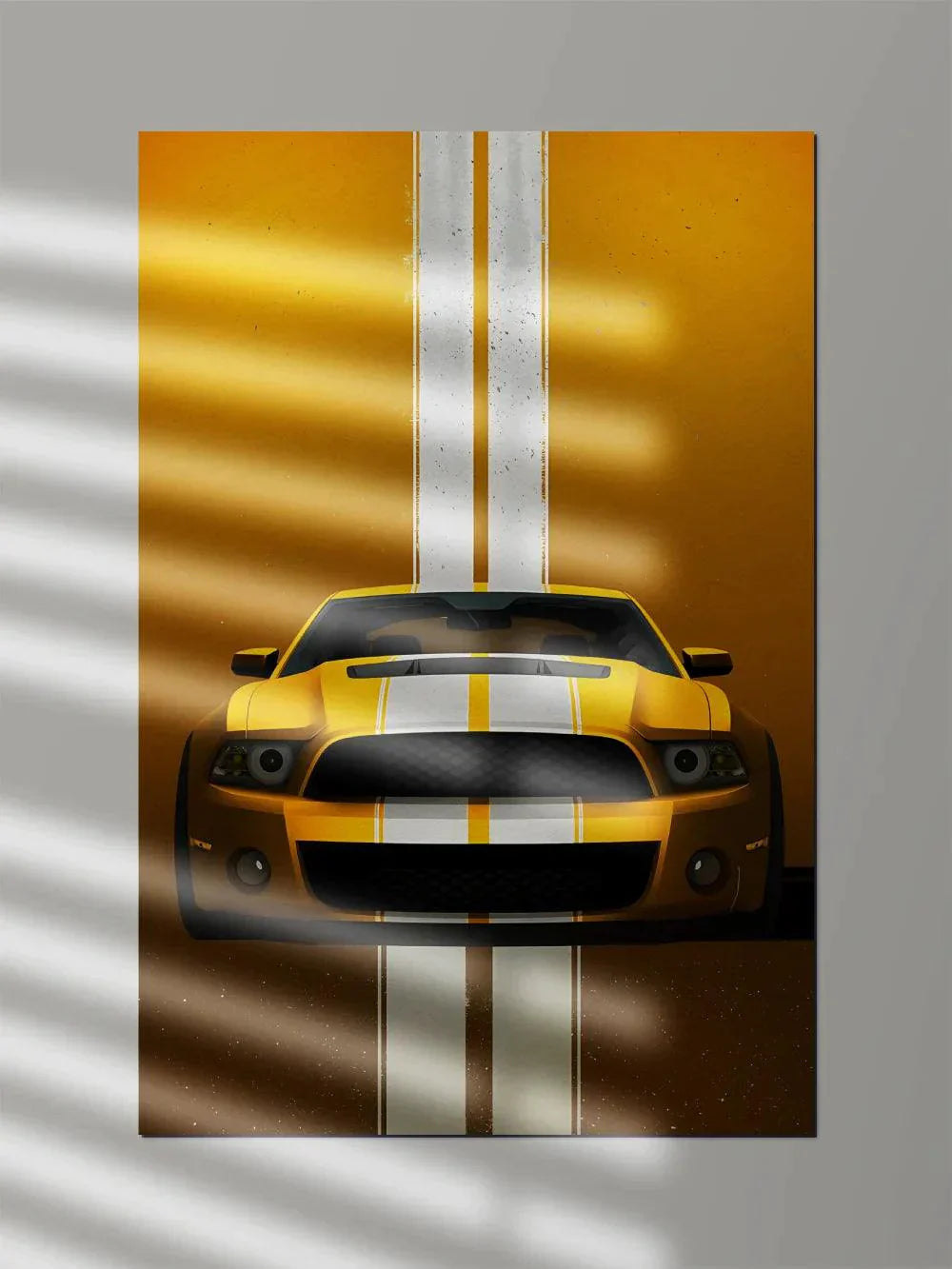 Mustang Yellow Striped - Poster Wiz