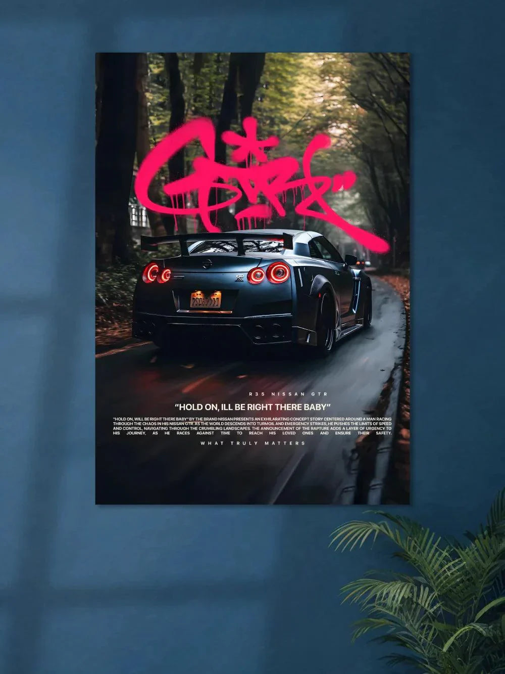 Nissan GTR Grey x Forest - Poster Wiz
