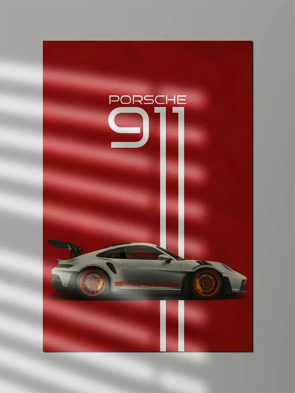 Porsche 911 Cream Grey x Blaze Red - Poster Wiz