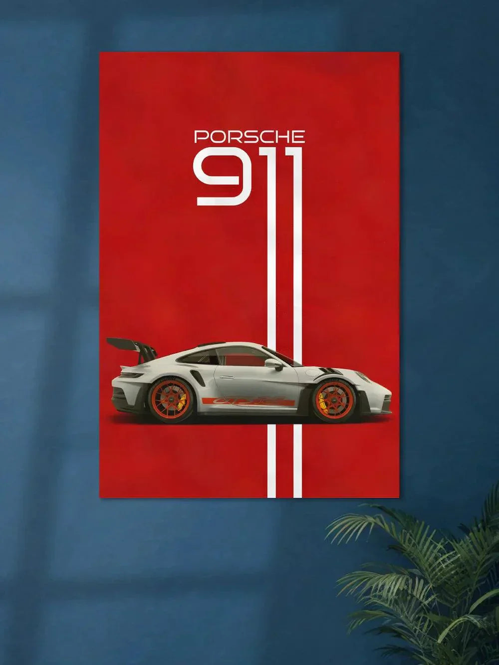 Porsche 911 Cream Grey x Blaze Red - Poster Wiz