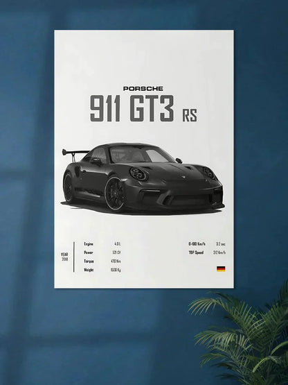 Porsche GT3 RS Exhausted Grey - Poster Wiz