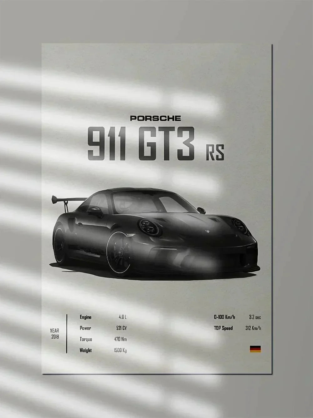 Porsche GT3 RS Exhausted Grey - Poster Wiz